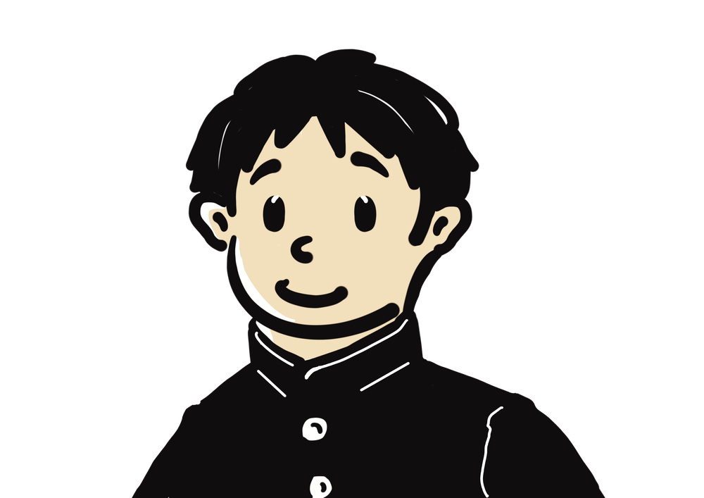 男の学生のイラスト（上半身）