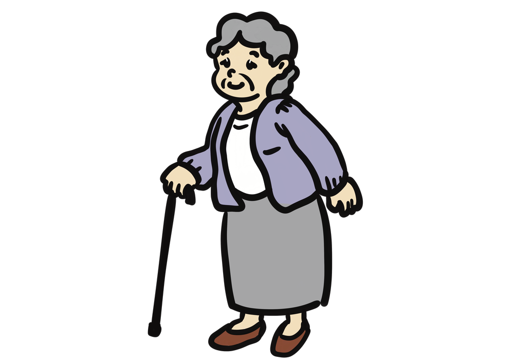 女性の高齢者のイラスト（全身）