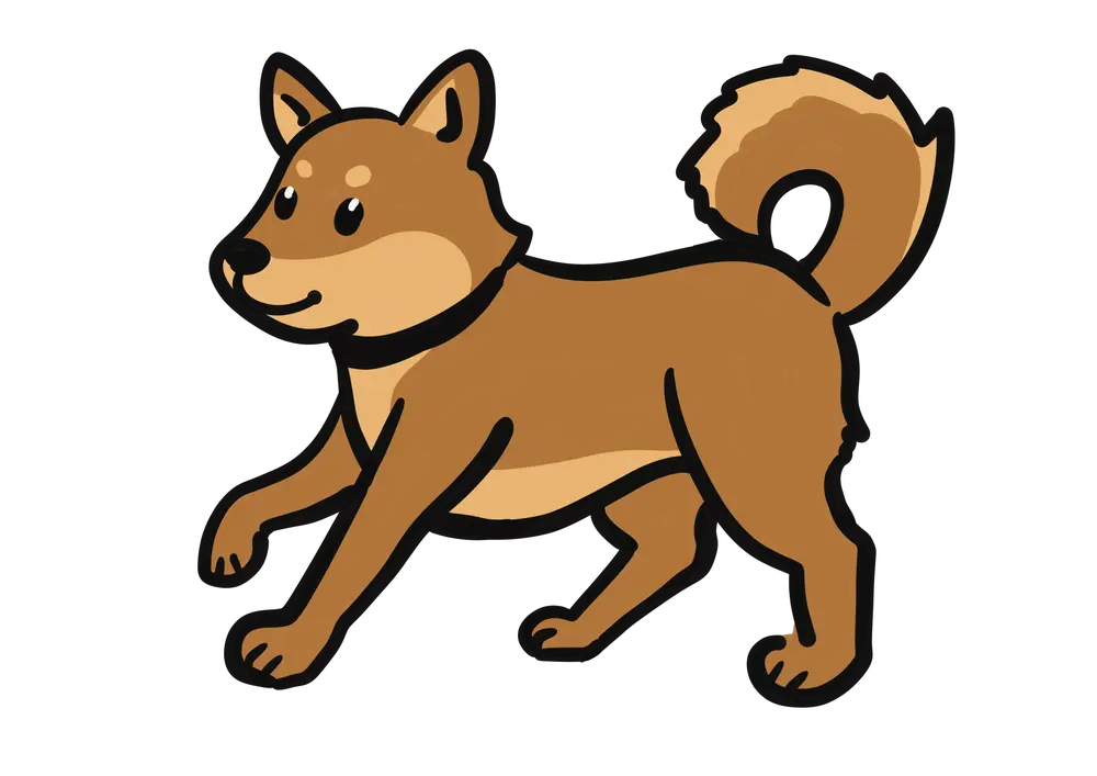 茶色の柴犬が歩いているイラスト