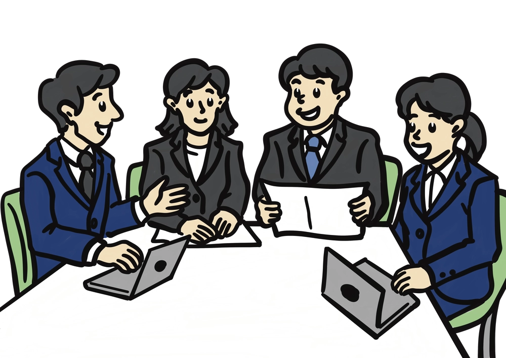 会議をする会社員のイラスト
