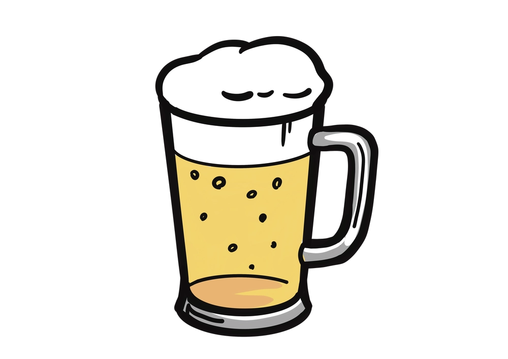 ジョッキ満杯に入ったビールのイラスト
