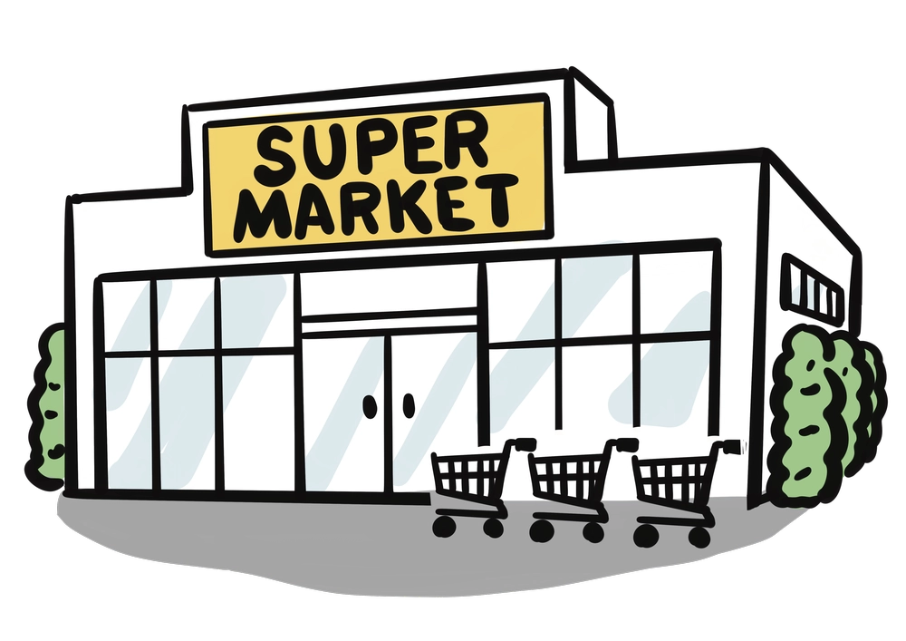スーパーマーケットの外観イラスト