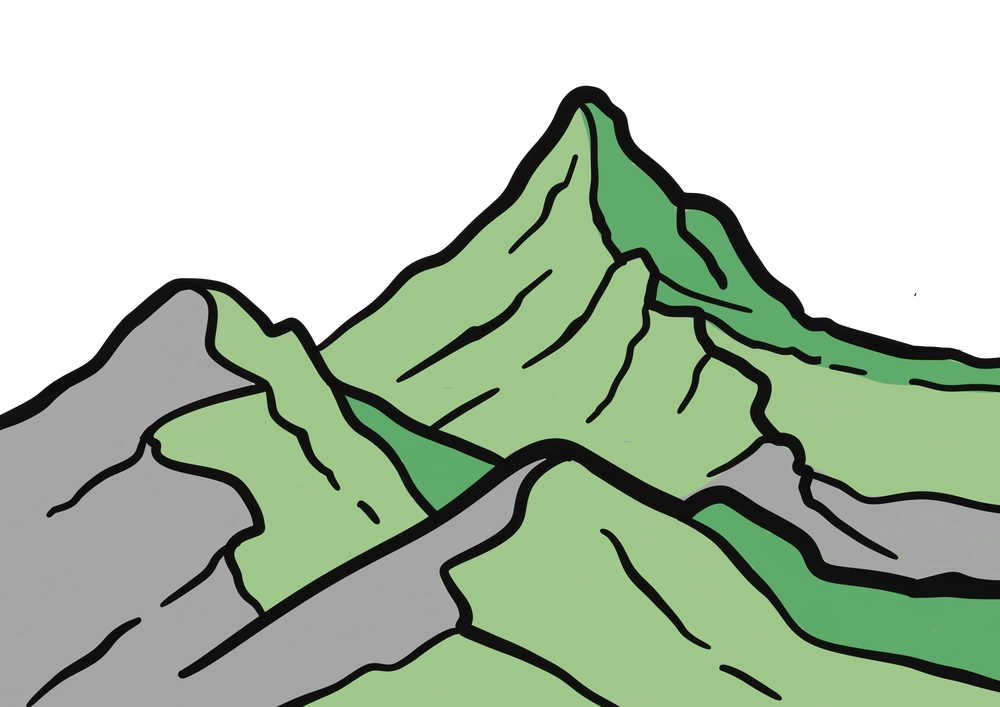 山のイラスト（稜線）