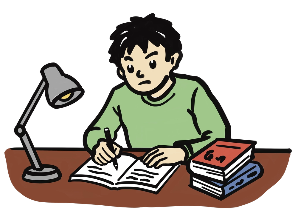 勉強をする男性の学生