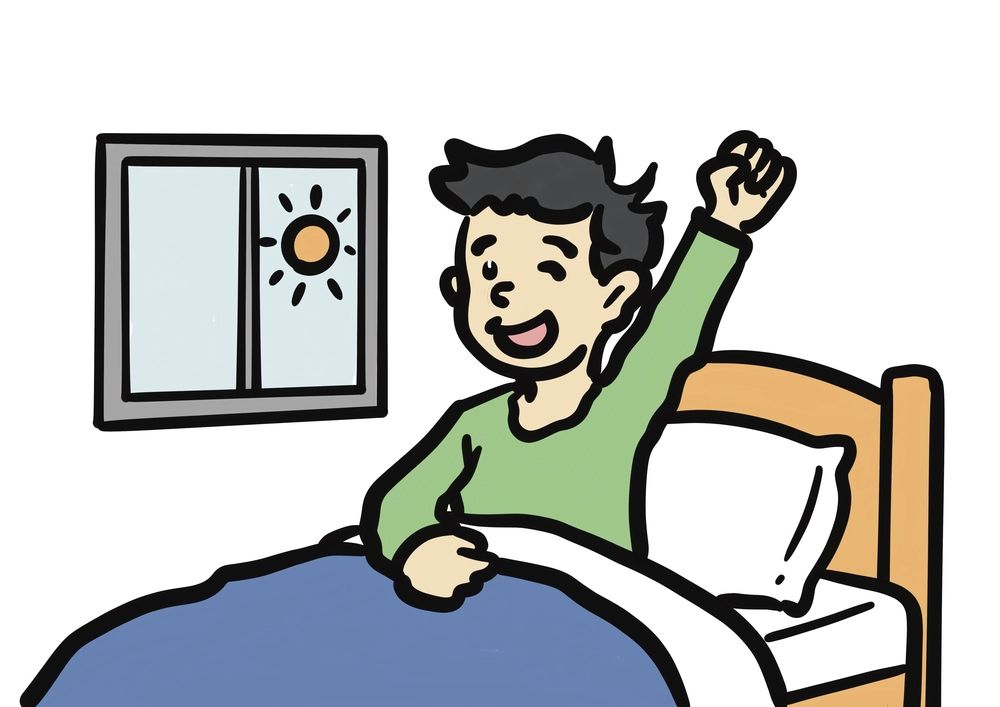 朝に起きた時のイラスト