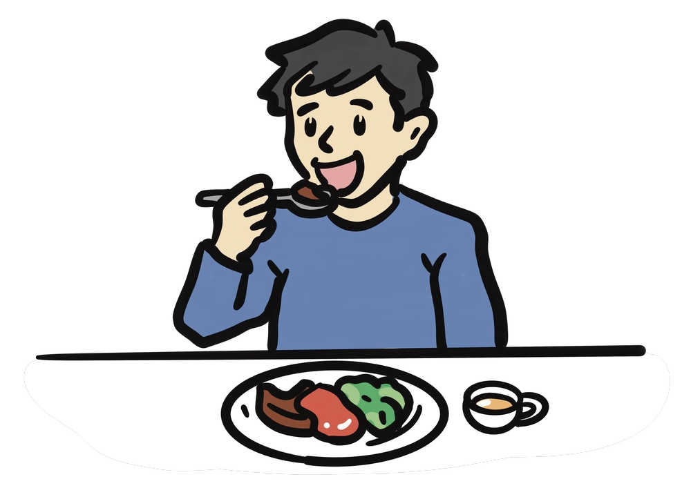 食べている男性のイラスト