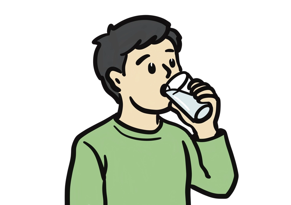 水を飲む男性のイラスト