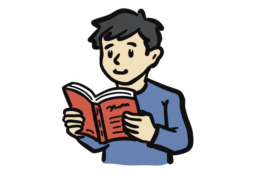 読書をする男性のイラスト