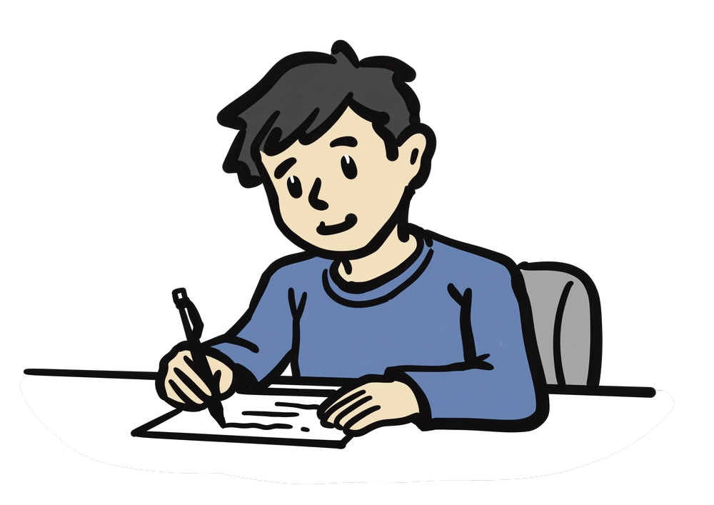 手紙を書く男性のイラスト