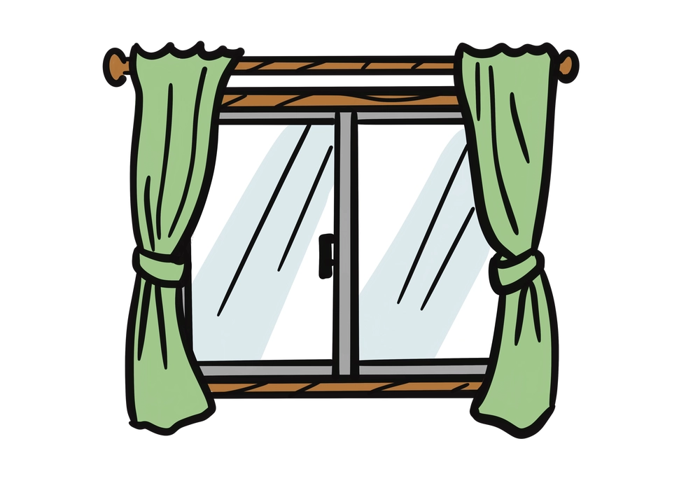 室内から見る窓のイラスト