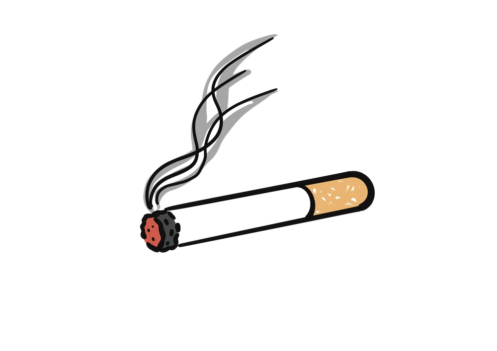 火がついたタバコのイラスト