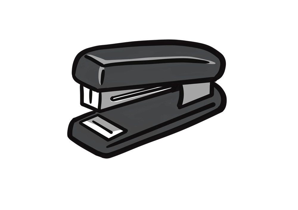 黒いホッチキスのイラスト