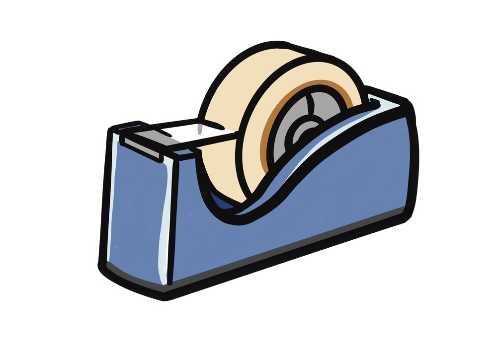 青い台付セロハンテープのイラスト