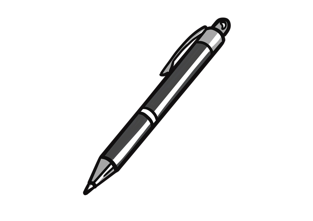 黒いボールペンのイラスト
