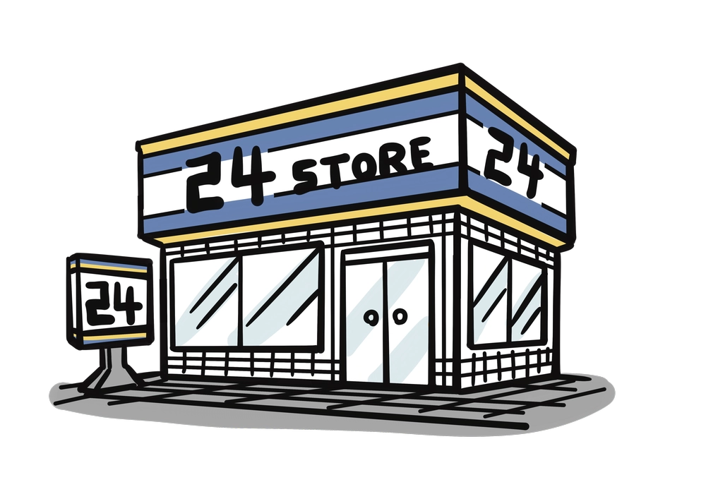 コンビニエンスストアの外観のイラスト