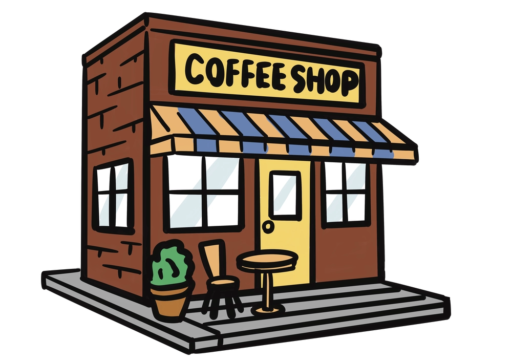 喫茶店の外観のイラスト