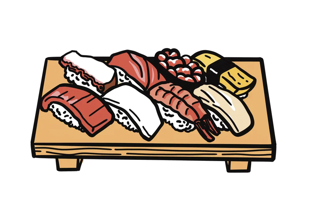 寿司の盛り合わせのイラスト