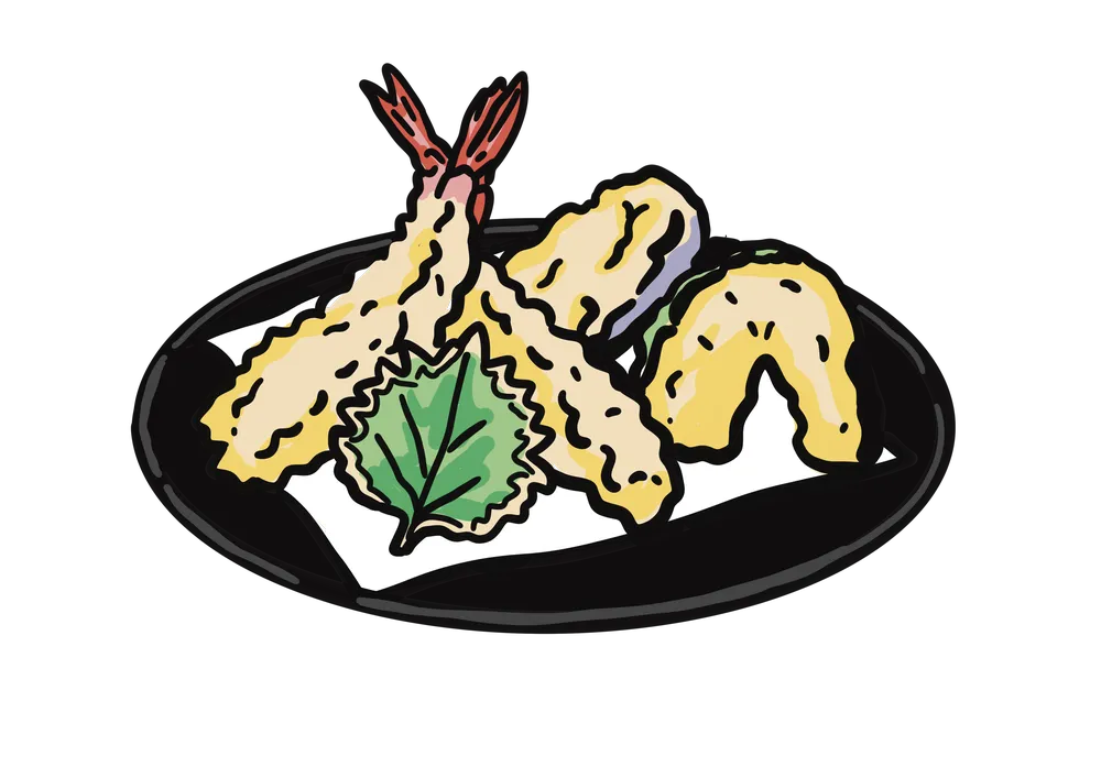 天ぷらの盛り合わせのイラスト