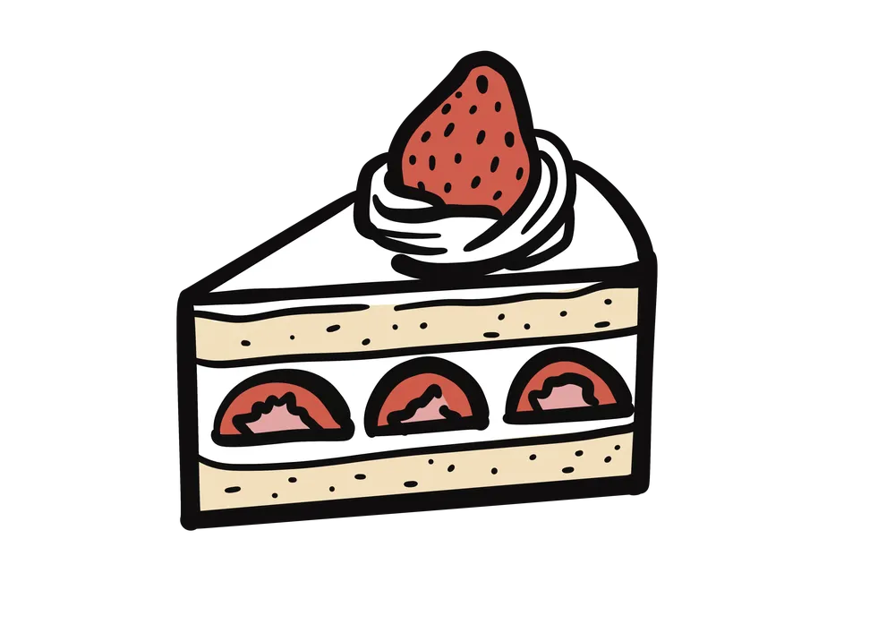 カットされたショートケーキのイラスト
