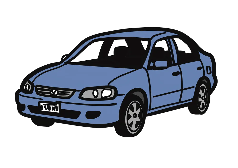 青い乗用車のイラスト