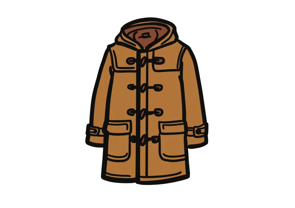 茶色のダッフルコートのイラスト