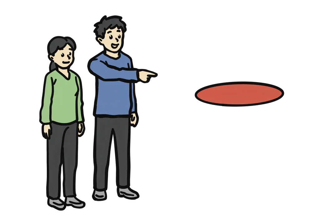 あそこ(指示詞代名詞)の説明イラスト