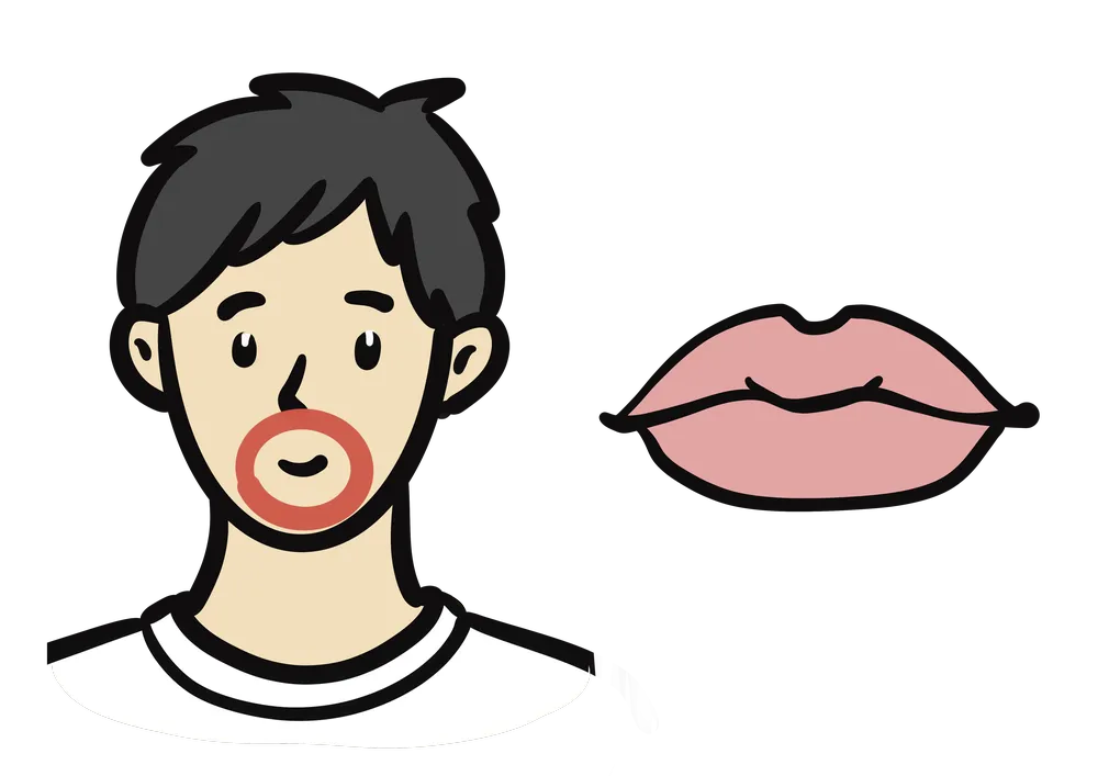 からだのパーツで口を示すイラスト