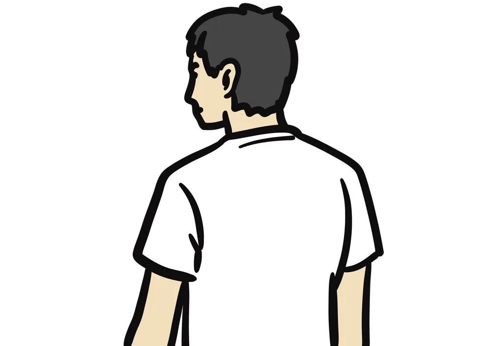 背中が見えるポーズのイラスト