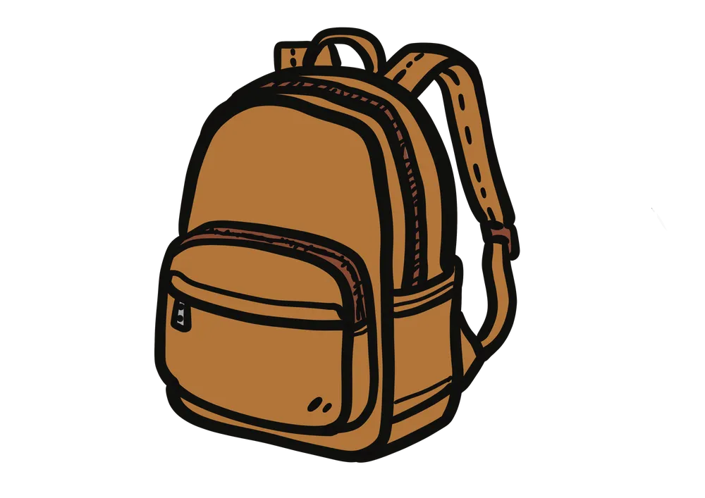 茶色のリュックサックのイラスト