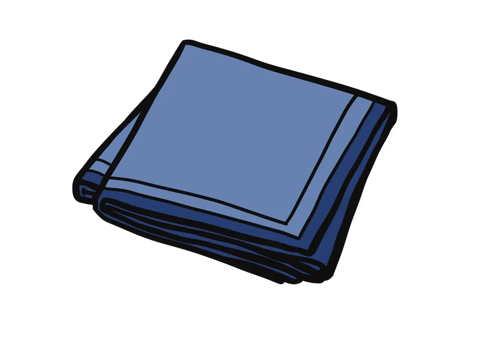 青いハンカチのイラスト