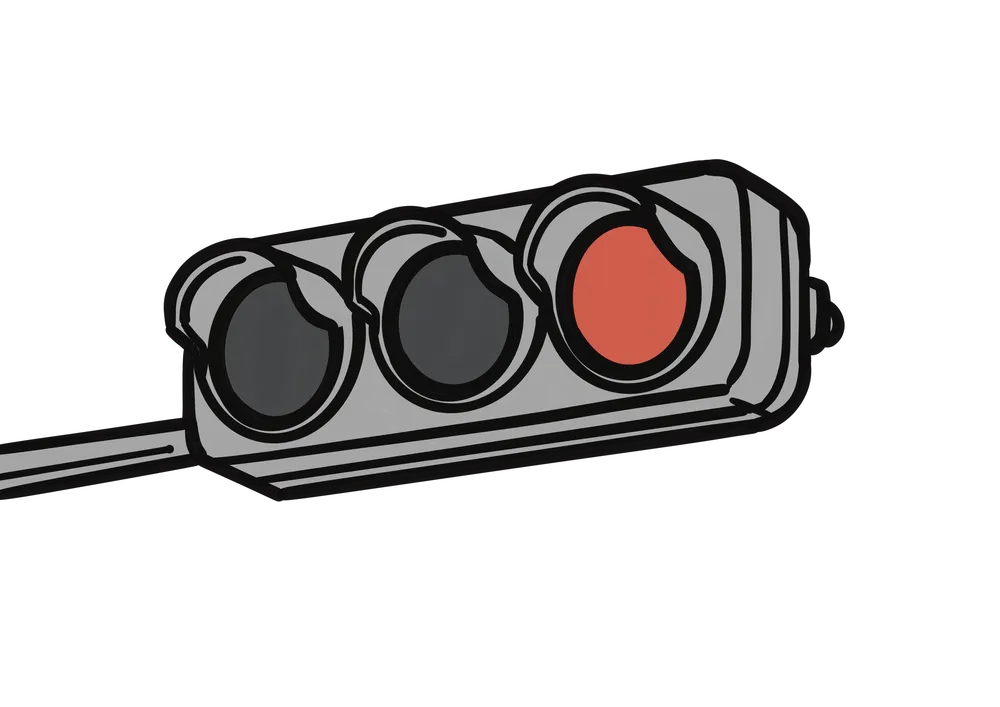 信号機の赤が点灯している状態のイラスト