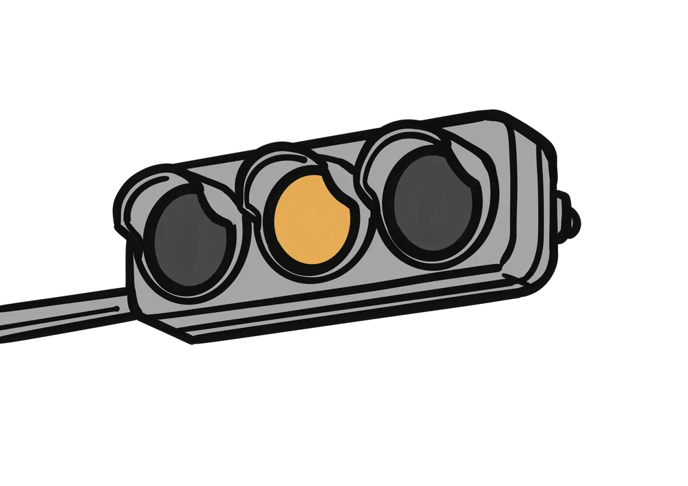 信号機の黄色が点灯している状態のイラスト