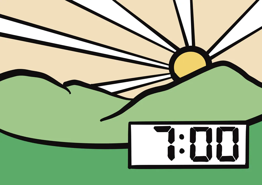 朝7時の風景のイラスト
