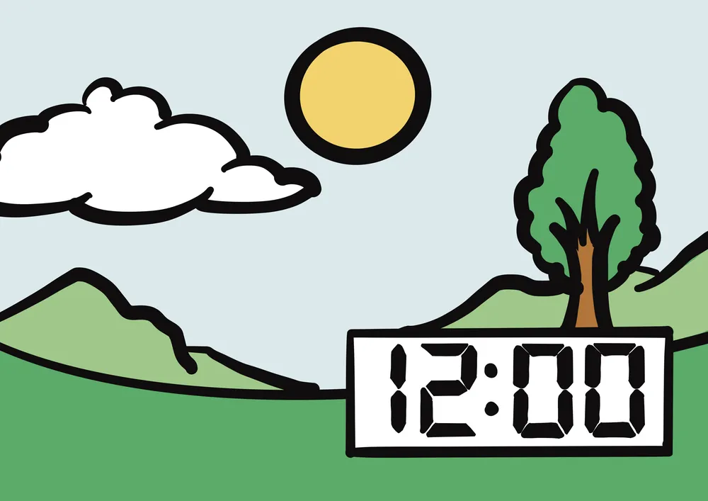 昼12時の風景のイラスト