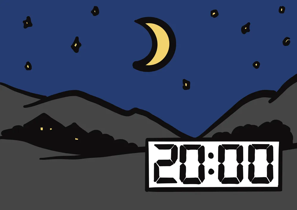 夜20時の風景のイラスト