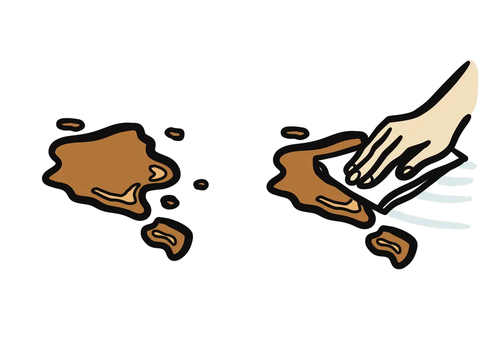 汚れを拭く様子を表すイラスト