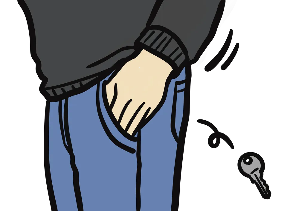 鍵を落とす様子を表現したイラスト