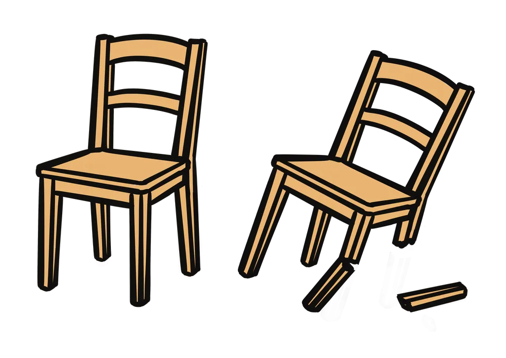 脚が折れた椅子のイラスト