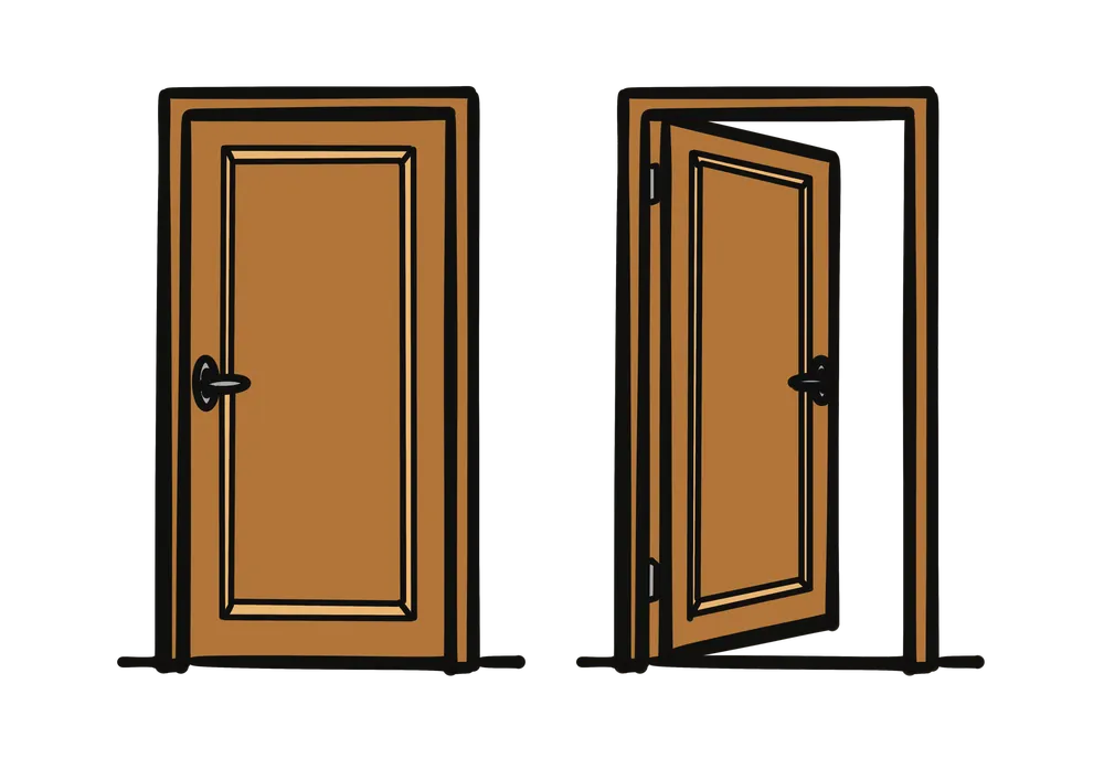 ドアが開く、ドアが閉まるのイラスト