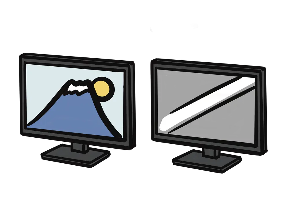 テレビがつきます、テレビが消えますのイラスト