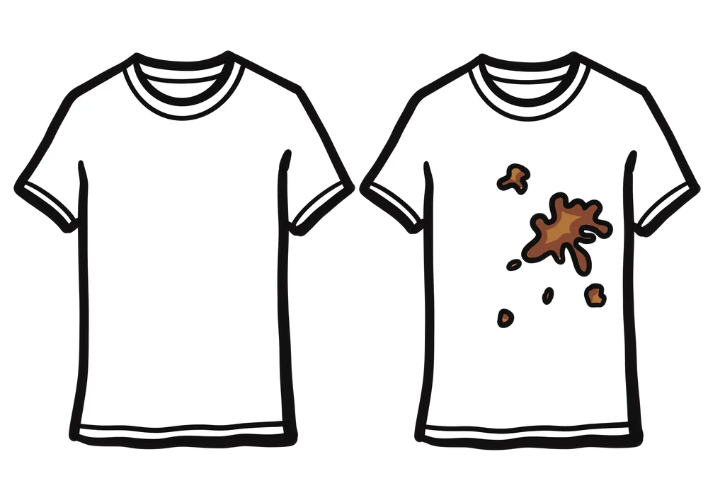 Tシャツが汚れる様子を表すイラスト