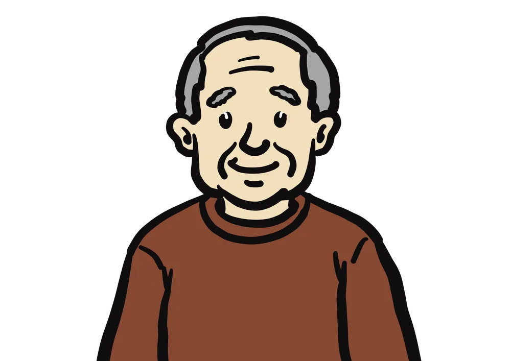 80代男性の上半身のイラスト