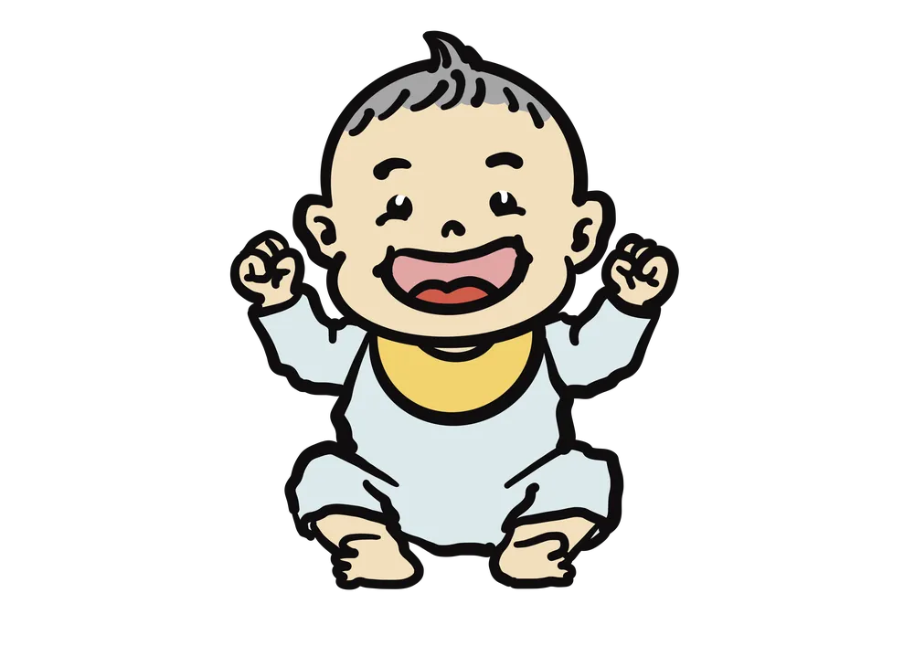 笑っている乳児のイラスト