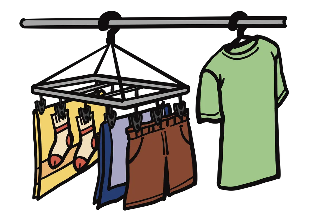 洗濯物を干している様子を表したイラスト