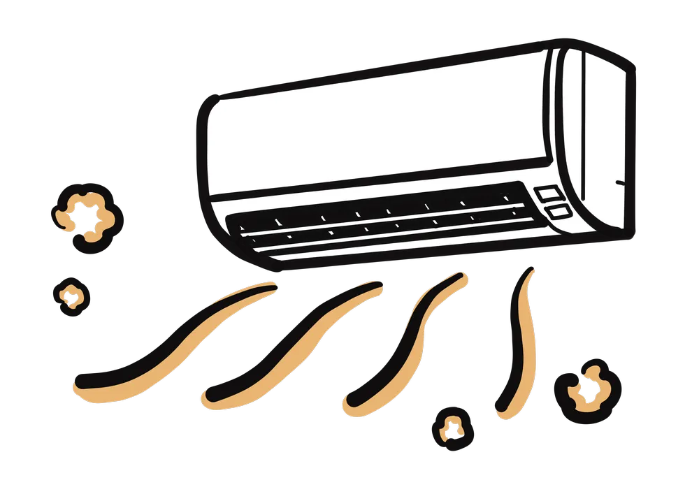 エアコンの暖房設定を示すイラスト