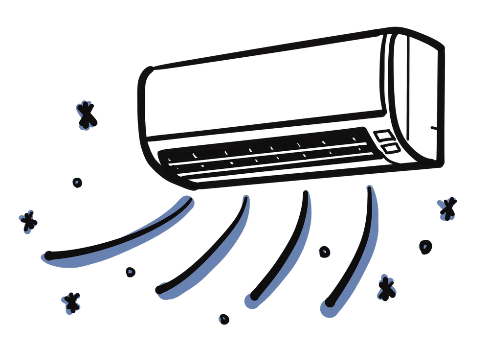 エアコンの冷房設定を示すイラスト