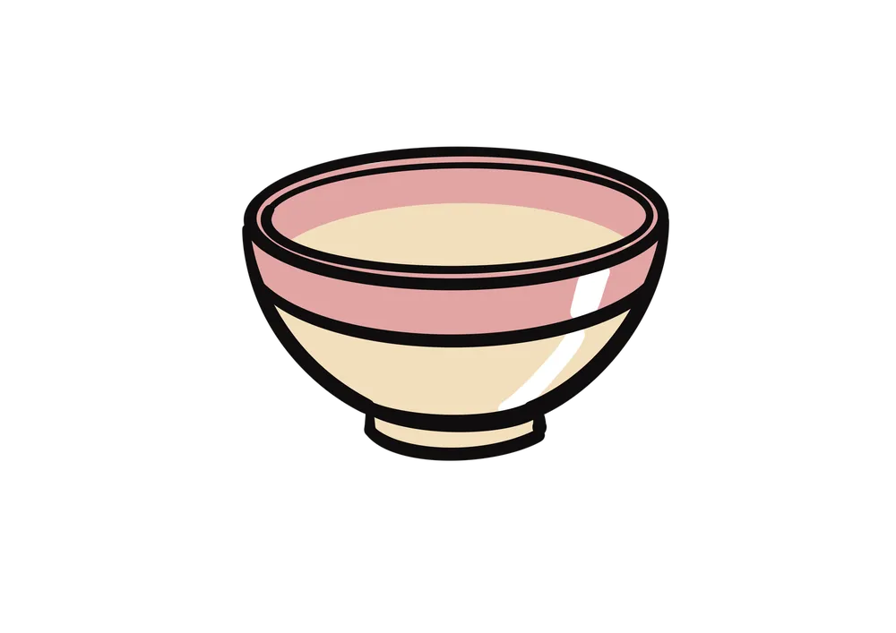 ピンクのお茶碗のイラスト