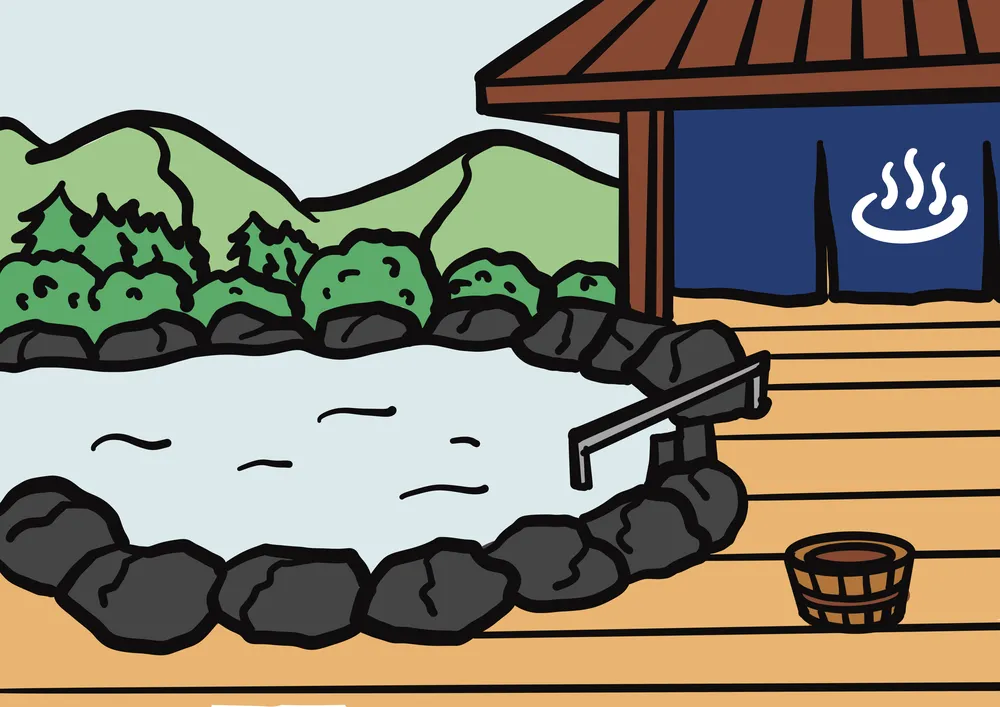 露天風呂のイラスト