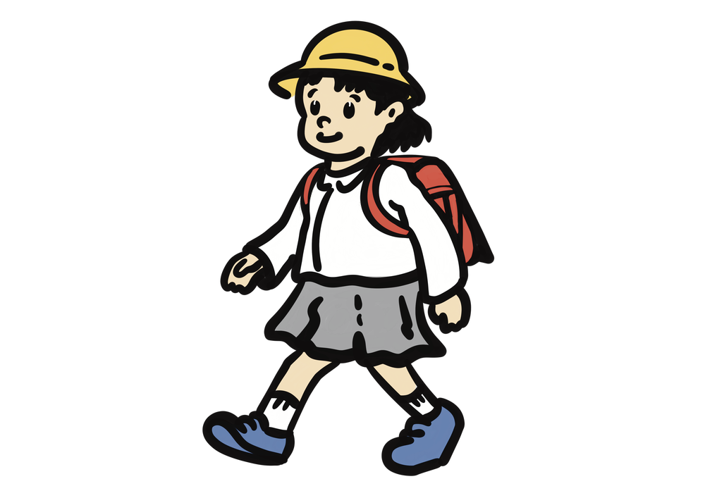 通学中の女の子。小学生のイラスト