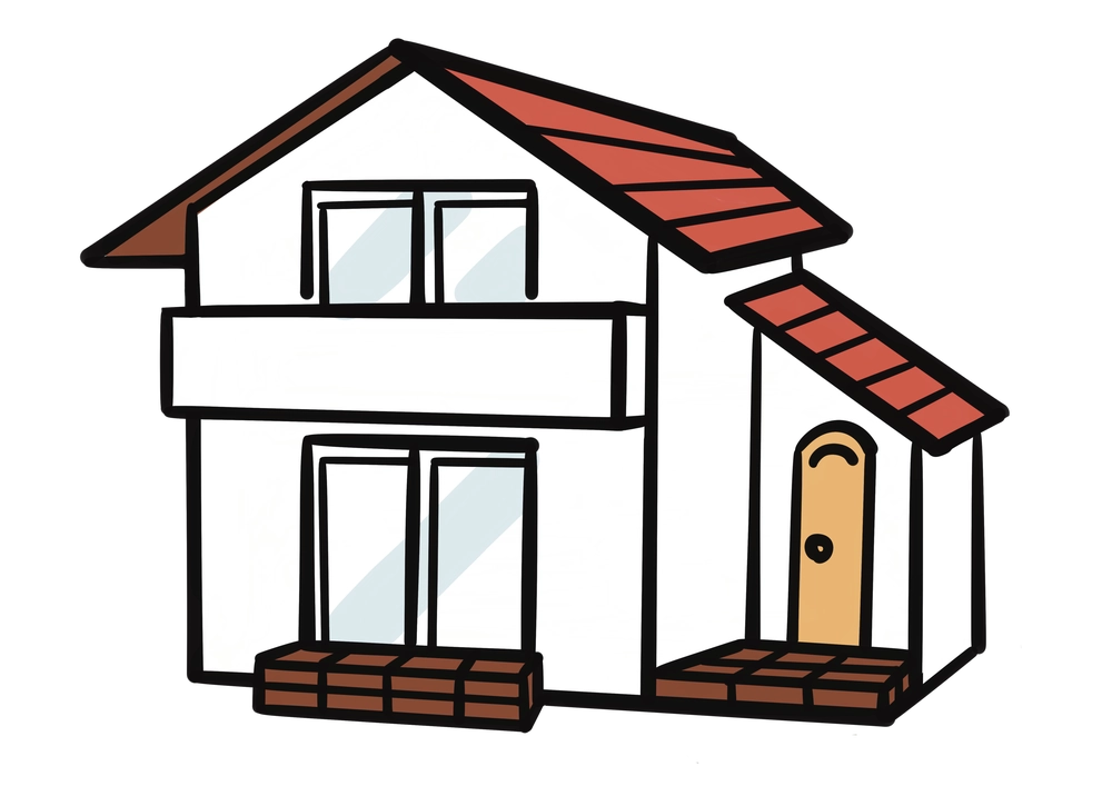二階建ての一軒家のイラスト